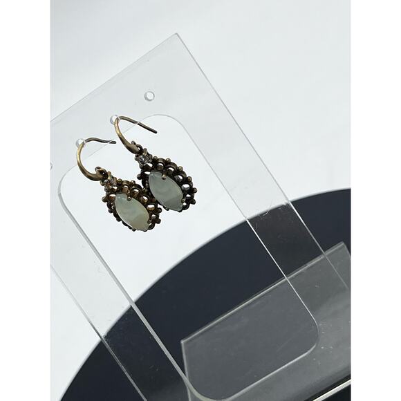 Renata 925 Thai Vermeil Opalite CZ Dangle Drop Earrings 4.5g - Picture 8 of 8